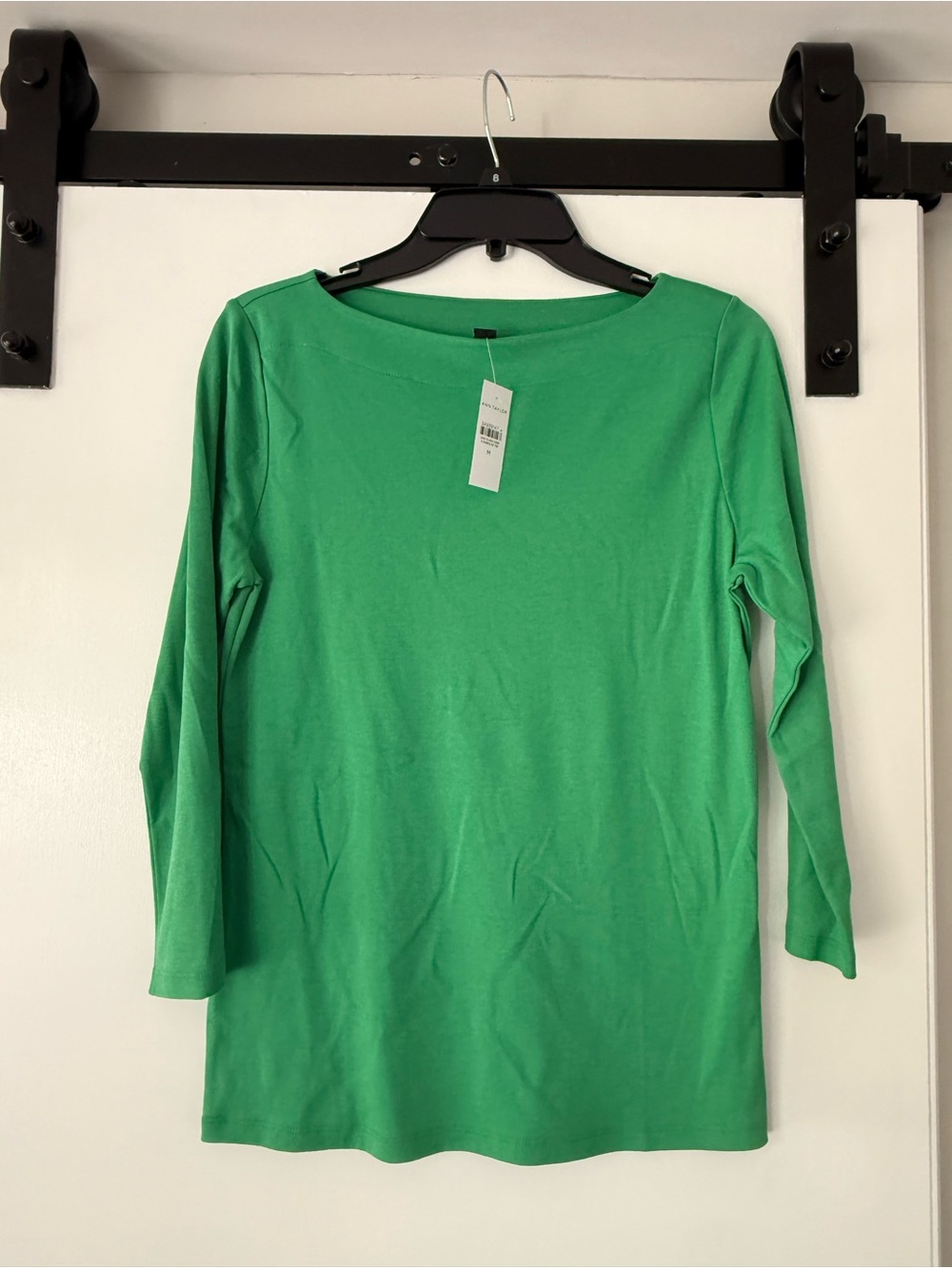 Ann Taylor Green Boatneck Long Sleeve Top